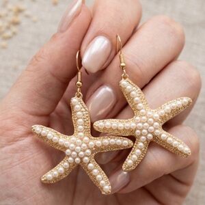 Starfish Dangle Earrings Coastal Nautical Beach Jewelry Ocean Resortwear
C4